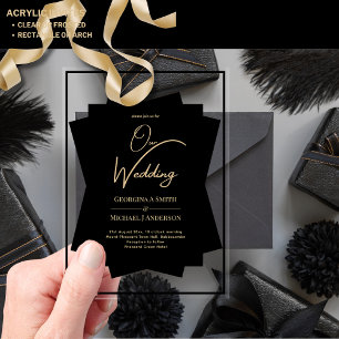 Invitations En Acrylique Mariage ACRYLIQUE Invite NOIR OR Unique Moderne