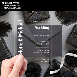 Invitations En Acrylique Mariage ACRYLIQUE Invite WHITE TEXT Bold Modern