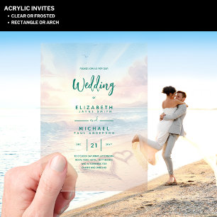 Invitations En Acrylique Mariage ACRYLIQUE Inviter Plage tropicale Coucher 