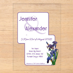 Invitations En Acrylique Mariage Acrylique Iris Aquarelle Violet Élégant
