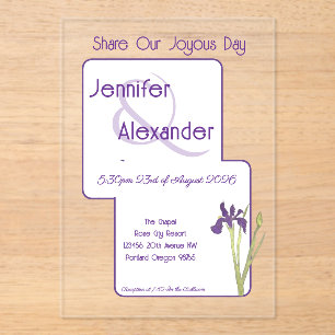 Invitations En Acrylique Mariage Acrylique Iris Violet Aquarelle Élégant