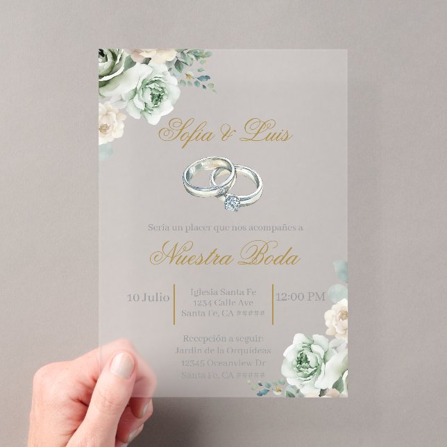 Invitations En Acrylique Mariage anneau Mariage espagnol (In situ (ordinateur de poche))