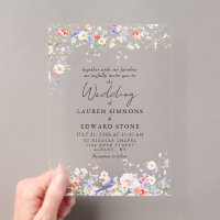 Mariage Aquarelle Fleurs Fantaisistes et Oiseaux B