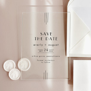 Invitations En Acrylique Mariage Art Déco TOUS modernes Enregistrer la date