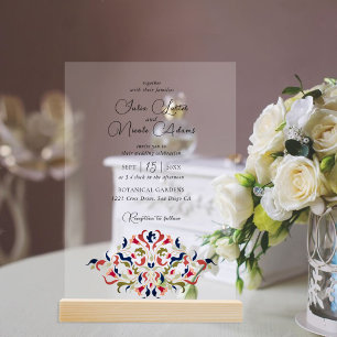 Invitations En Acrylique Mariage Artistique Botanique Floral Paisley de Lux