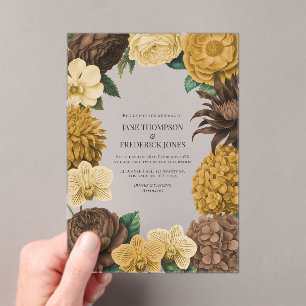 Invitations En Acrylique Mariage au Chocolat Brun, Caramel Doré & Beurre Do
