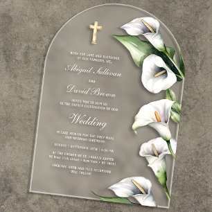 Invitations En Acrylique Mariage avec Arches de Lys Calla