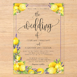 Invitations En Acrylique Mariage bohème au citron et à la lavande aquarelle