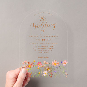 Invitations En Acrylique Mariage Bohème Champêtre Fleur Sauvage d'Automne