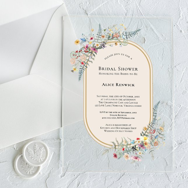 Invitations En Acrylique Mariage Bohème Fleur de Fougère Beige (Créateur téléchargé)