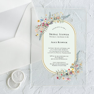 Invitations En Acrylique Mariage Bohème Fleur de Fougère Menthe Verte