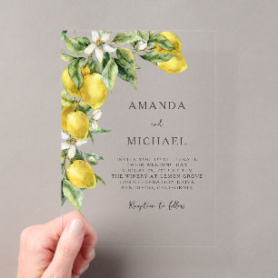 Invitations En Acrylique Mariage Bohème Rustique Aquarelle Citrons