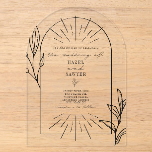 Invitations En Acrylique Mariage Botanique à Arche d'Art en Ligne