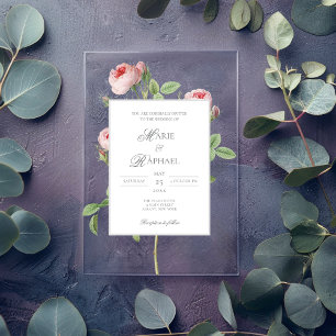 Invitations En Acrylique Mariage botanique à la rose française chic romanti