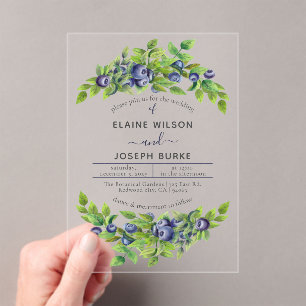 Invitations En Acrylique mariage botanique bleu bleus