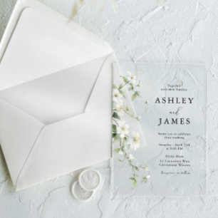 Invitations En Acrylique Mariage Botanique Fleur Blanche Magnifique