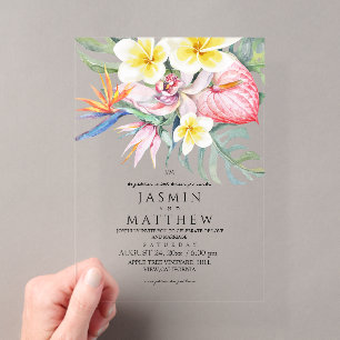 Invitations En Acrylique Mariage botanique floral tropical