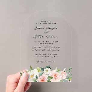 Invitations En Acrylique Mariage Botanique Rustique de Campagne Rose Arch