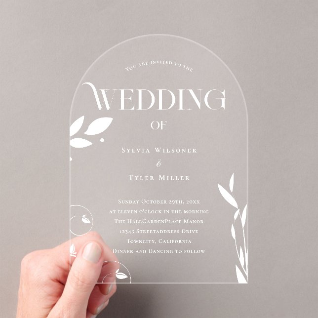 Invitations En Acrylique Mariage botanique simple (In situ (ordinateur de poche))
