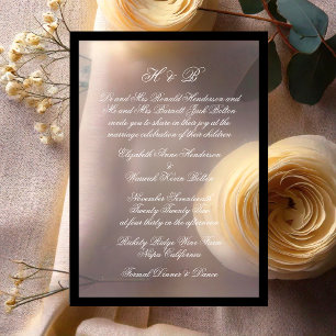 Invitations En Acrylique Mariage cadre noir formel blanc Monogram