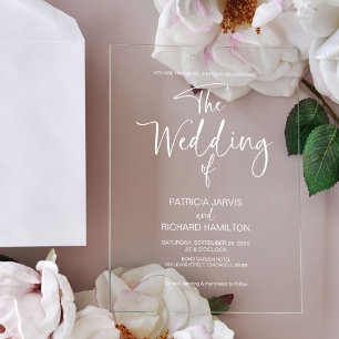 Invitations En Acrylique Mariage Calligraphie Élégante
