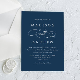 Invitations En Acrylique Mariage Calligraphié Navy Aimé