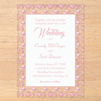 Invitations En Acrylique Mariage campagnard Cowgirl rose mignon