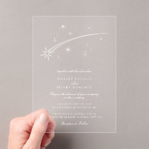 Invitations En Acrylique Mariage céleste d'étoile filante moderne