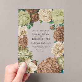 Invitations En Acrylique Mariage Champagne Mist, Willow Sage & Pebble Taupe