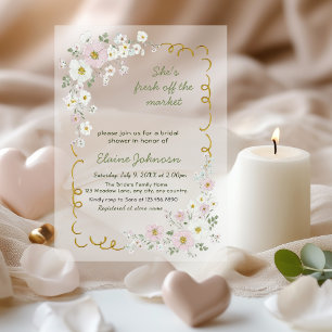 Invitations En Acrylique Mariage champêtre aquarelle peint à la main Shower