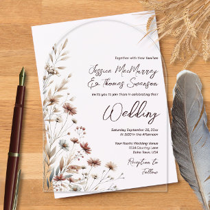 Invitations En Acrylique Mariage Champêtre Bohème Chic Fleurs Sauvages Mode