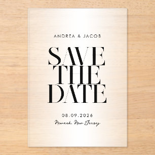 Invitations En Acrylique Mariage chic minimaliste moderne Enregistrer la da