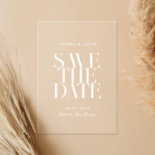 Invitations En Acrylique Mariage chic minimaliste moderne Enregistrer la da