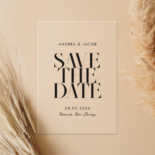 Invitations En Acrylique Mariage chic minimaliste moderne Enregistrer la da
