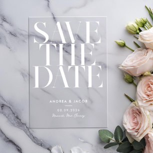 Invitations En Acrylique Mariage Chic Minimaliste Moderne Enregistrez la Da
