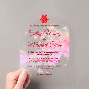 Invitations En Acrylique Mariage chinois moderne