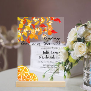 Invitations En Acrylique Mariage Citronné Frais Feuillage Citrus