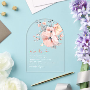 Invitations En Acrylique Mariage clair de l'aquarelle chic Hibiscus Flower