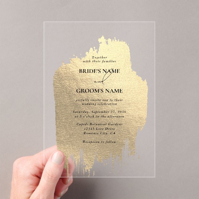 Invitations En Acrylique Mariage clair Faux Gold Faux (In situ (ordinateur de poche))
