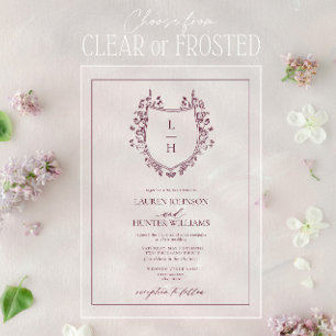 Invitations En Acrylique Mariage classique de monogramme de fleur sauvage d