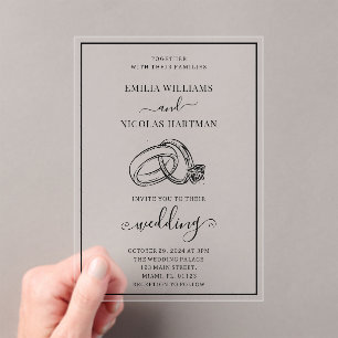 Invitations En Acrylique mariage classique élégant moderne