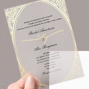 Invitations En Acrylique Mariage Classique Or