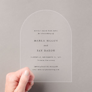 Invitations En Acrylique Mariage Classique Traditionnel Enregistrer la Date