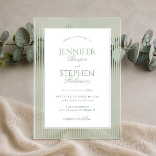 Invitations En Acrylique Mariage Classique Vert Sauge