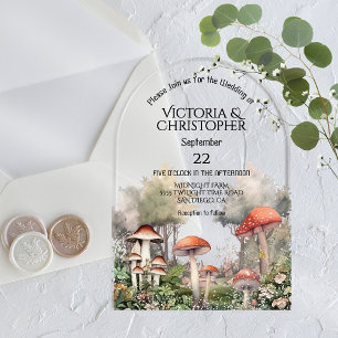 Invitations En Acrylique Mariage Conte de Fée Forêt Enchantée Champignon