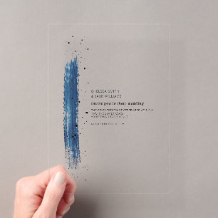 Invitations En Acrylique Mariage coup de pinceau bleu