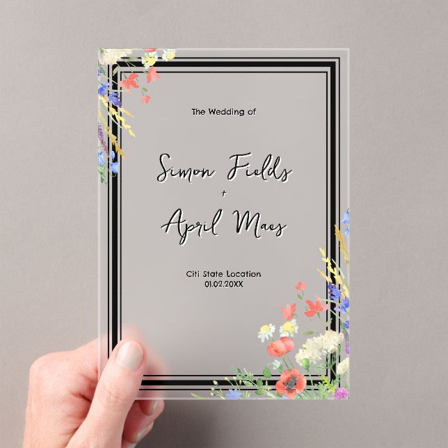 Invitations En Acrylique Mariage d'aquarelle florale (In situ (ordinateur de poche))