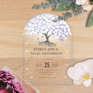 Invitations En Acrylique Mariage d'arbre généalogique Lilac