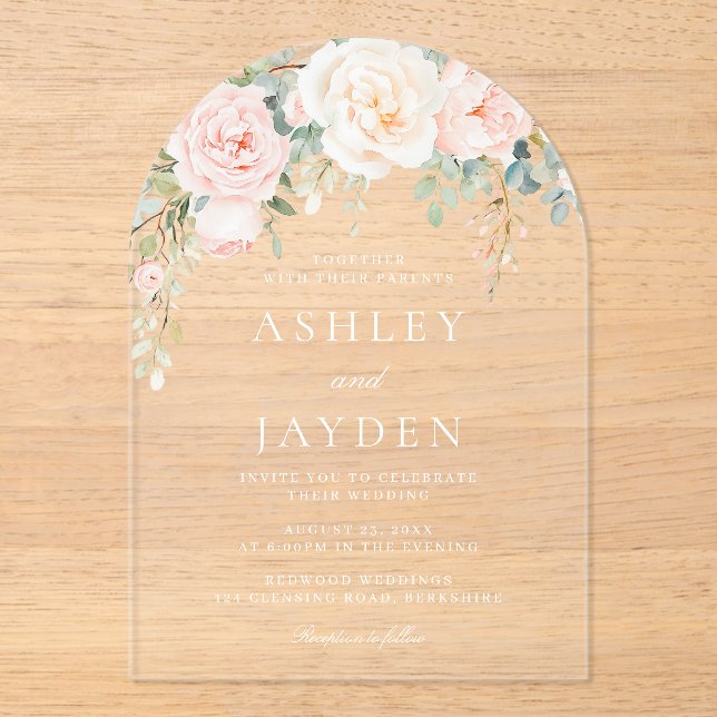 Invitations En Acrylique Mariage d'arche d'aquarelle de couleur floue et d' (Recto)