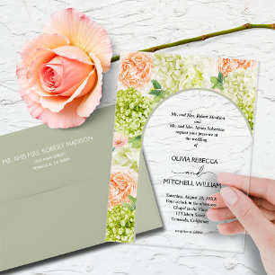 Invitations En Acrylique Mariage d'arche vert Sage Fleurs Chic